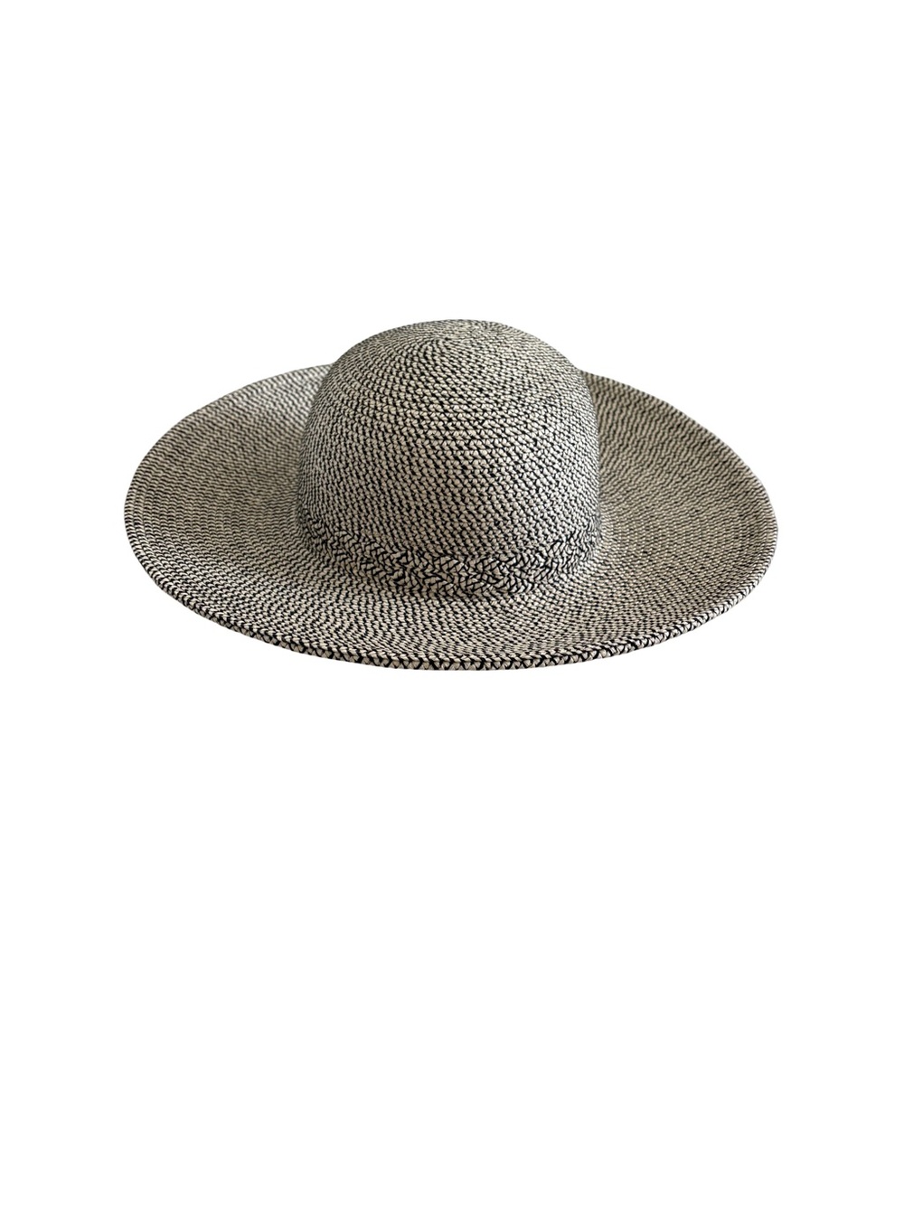 Woven Wide-Brim Sun Hat - Black & White